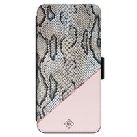 iPhone 14 Pro flipcase - Snake print roze