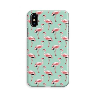 Flamingoprint groen: iPhone X Volledig Geprint Hoesje