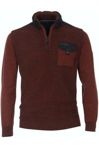 Casa Moda Casual Fit Half-Zip Sweater rood, Melange