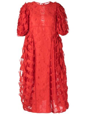 Cecilie Bahnsen robe mi-longue Finnegan texturée - Rouge