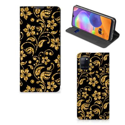 Samsung Galaxy A31 Smart Cover Gouden Bloemen Samsung Galaxy A31 Smart Cover Gouden Bloemen
