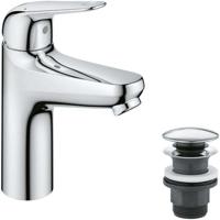 Eéngreeps wastafelmengkraan - GROHE Swift - 24326001 - Chroom - Maat M - Waterbesparend - Click-clack afvoer