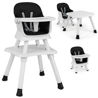 6-in-1 Babyhoogstoel Hoogstoel & Eetstoel & Leerstoel Babystoel Combihoogstoel Zwart