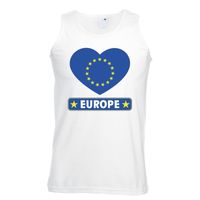 Europa hart vlag singlet shirt/ tanktop wit heren