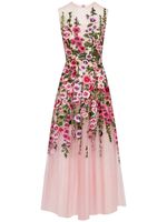 Oscar de la Renta robe à fleurs brodées - Rose