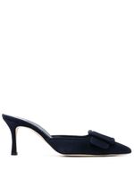 Manolo Blahnik mules Maysale en daim 80 mm - Bleu - thumbnail