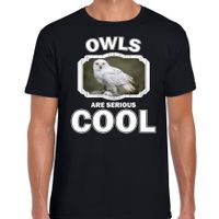 Dieren sneeuwuil t-shirt zwart heren - owls are cool shirt - thumbnail