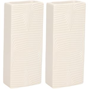 Waterverdamper - 4x - creme wit - keramiek - 400 ml - radiatorbak luchtbevochtiger - 7,4 x 17,7 cm