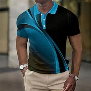 Voor heren POLO Shirt Wafel poloshirt Revers polo Polo's met knopen Golfshirt Verloop Grafische prints Geometrie Strijkijzer Geel Rood blauw Groen Grijs Buiten Straat Korte mouw Afdrukken Kleding Lightinthebox