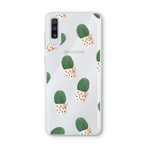 Cactusprint roze: Samsung Galaxy A70 Transparant Hoesje