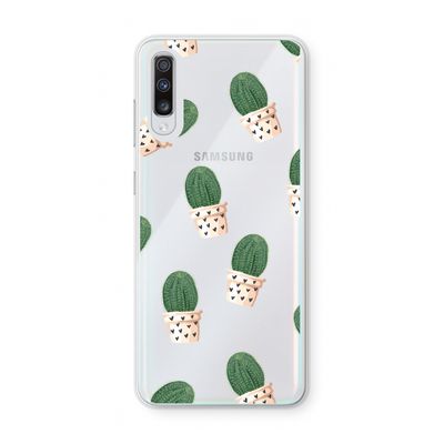 Cactusprint roze: Samsung Galaxy A70 Transparant Hoesje
