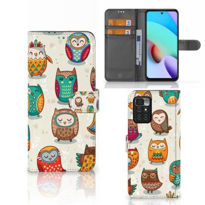 Xiaomi Redmi 10 | Telefoonhoesje | Met pasjeshouder | Vrolijke Uilen