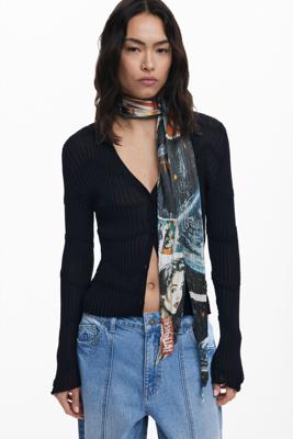 Verfrommeld collage sjaaltje - BLACK - U