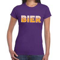 Bier fun t-shirt paars voor dames 2XL  - - thumbnail