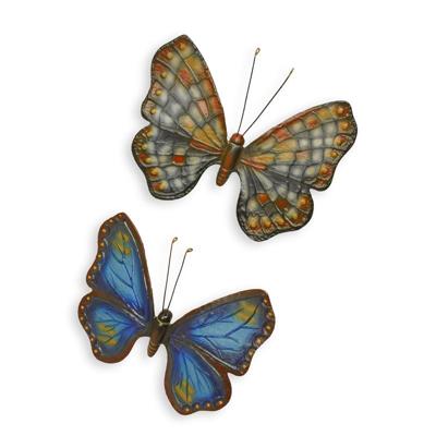 A PAIR OF CAST IRON BUTTERFLIES