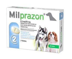 Krka milprazon ontwormingstabletten hond (>0,5 KG 2,5 MG/25 MG 2 TBL)