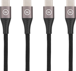 BlueBuilt Usb C naar Usb C Kabel 1,5m Nylon Zwart Duo Pack