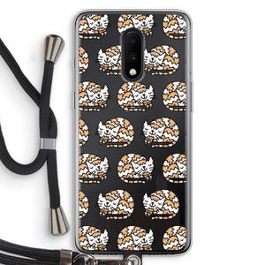Slapende poes: OnePlus 7 Transparant Hoesje met koord