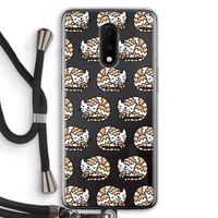 Slapende poes: OnePlus 7 Transparant Hoesje met koord