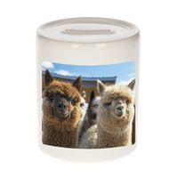 Dieren foto spaarpot alpaca 9 cm - alpacas spaarpotten jongens en meisjes - thumbnail