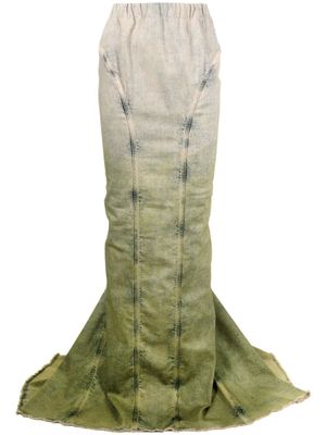 Moncler + Rick Owens jupe longue en jean à effet dégradé - Vert