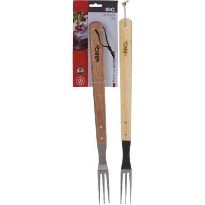 BBQ vork rvs/hout 46x7cm