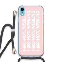 Hotline bling pink: iPhone XR Transparant Hoesje met koord