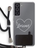 Forever heart pastel: Samsung Galaxy S21 FE Transparant Hoesje met koord
