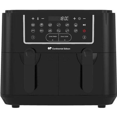 CONTINENTAL EDISON Olievrije heteluchtfriteuse - RFRSH24002CB - 9 L - Dubbele bakplaten - 2400W - Zwart