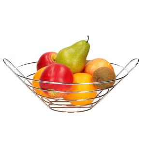 Metalen fruitmand/fruitschaal zilver rond 33 x 27 x 12 cm