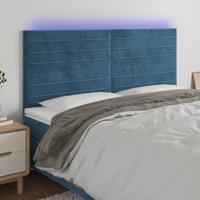 Hoofdbord LED 160x5x118/128 cm fluweel donkerblauw