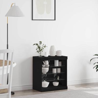 Dressoir Zwart Eiken 60.5 x 37 x 67 cm Bewerkt hout