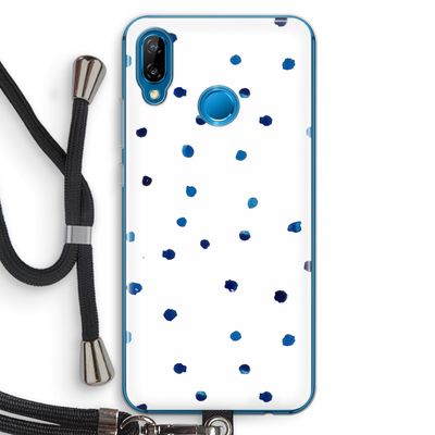 Blauwe stippen: Huawei P20 Lite Transparant Hoesje met koord