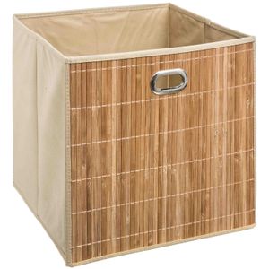 Opbergmand/kastmand 29 liter beige linnen/bamboe 31 x 31 x 31 cm   -