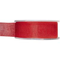 Hobby/decoratie organza sierlint - rood - 2,5 cm x 20 meter - Cadeaulint - inpakken