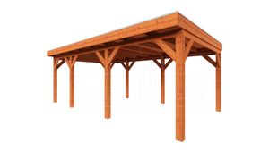 Trendhout Overkapping Mensa 675x400 cm- Plat dak- Onbehandeld lariks Douglas hout- Trendhout