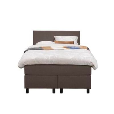 Boxspring Liv egaal - donkerbruin - 120x200 cm - ronde poot - Leen Bakker