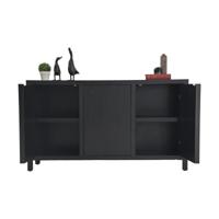 Dressoir 3 deuren - 150x42x85 - Zwart - Teak/fineer Dressoir 3 deuren - 150x42x85 - Zwart - Teak/fineer