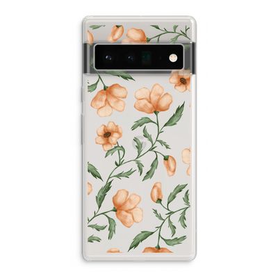 Peachy flowers: Google Pixel 6 Pro Transparant Hoesje