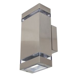 LED Tuinverlichting - Buitenlamp - Gardy 2 - Wand - RVS Mat Chroom - GU10 - Vierkant