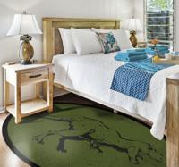 Donkere groene dino ronde vinyl tapijt