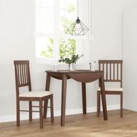Eetkamerstoelen met kussens 2 st massief hout rubber bruin - thumbnail