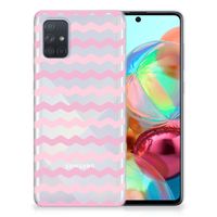 Samsung Galaxy A71 TPU bumper Waves Roze - thumbnail