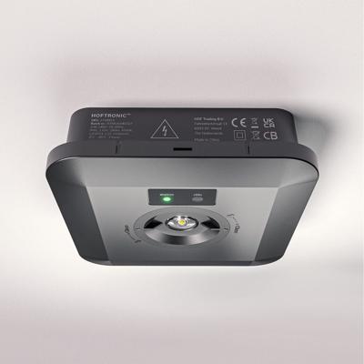 Fuga - LED Opbouwspot Rond Noodverlichting Zwart - 3 Watt 280 Lumen - Verwisselbare lens - IP65 waterdicht - 3 uur noodaccu (3300 mAh) - 6500K daglicht wit - Autotest functie