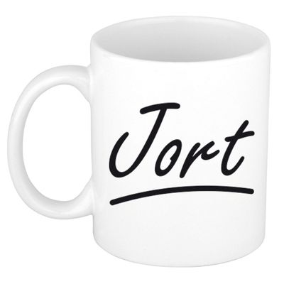 Naam cadeau mok / beker Jort met sierlijke letters 300 ml Naam cadeau mok / beker Jort met sierlijke letters 300 ml