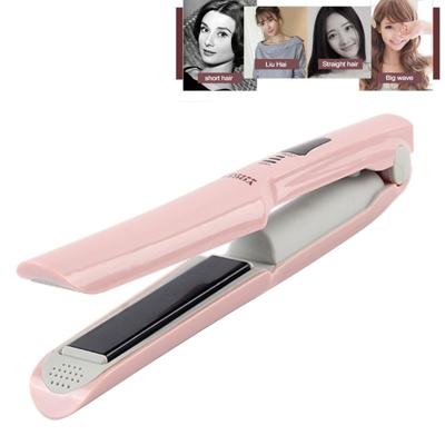 Draadloze Mini USB oplaadbare Hair straightener haar krultang dubbele doel haar Splint (roze)