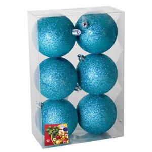 Gerimport Kerstballen - 6x - ijsblauw - kunststof - D8 cm