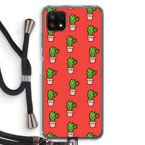 Mini cactus: Samsung Galaxy A22 5G Transparant Hoesje met koord
