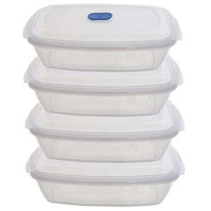 Whitefurze Vershoudbakje - 4x - magnetron/vriezer - kunststof - 2,33 L - Vershoudbakjes