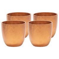 Plantenpot/bloempot - 4x - keramiek - brons - D11 x H10 cm